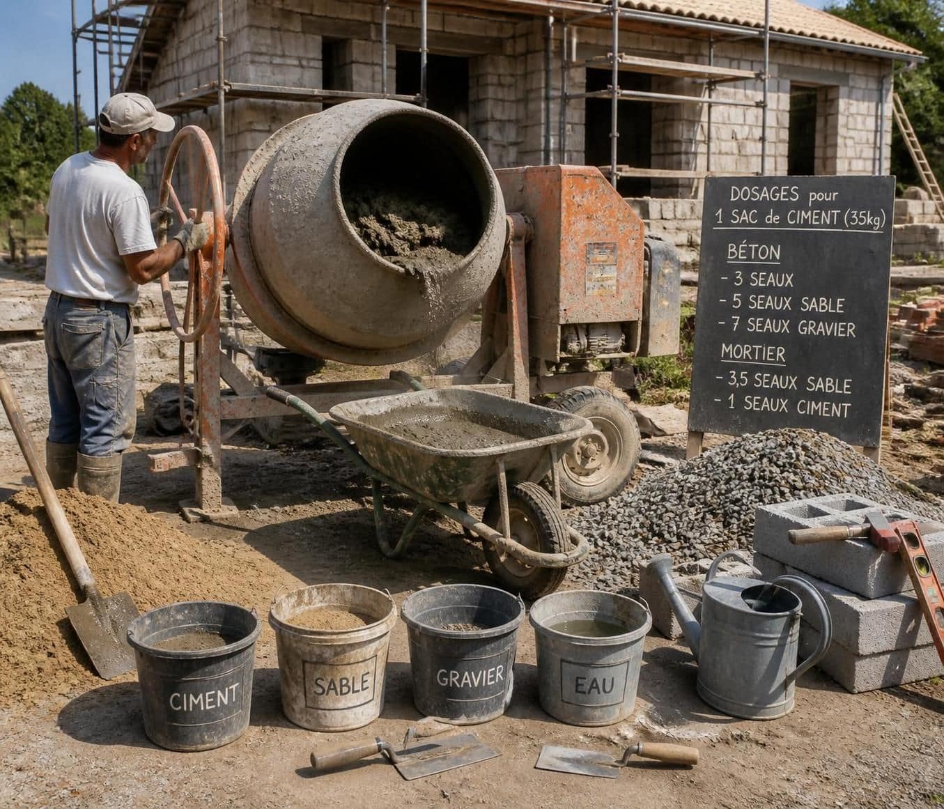 découvrez les avantages de gâcher le béton à la main ou à la bétonnière et apprenez à partir de quel volume il est conseillé de choisir chaque méthode pour vos travaux de construction.