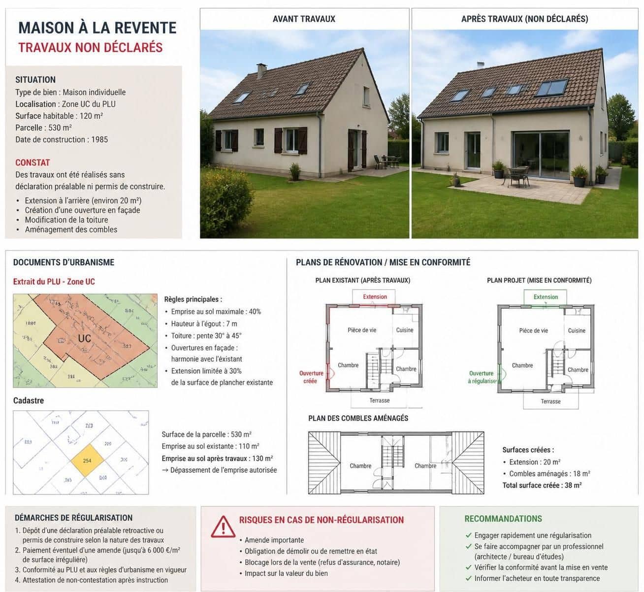 découvrez les risques et conséquences de vendre une maison avec des travaux réalisés sans déclaration officielle (« au noir ») et comment cela impacte la revente.
