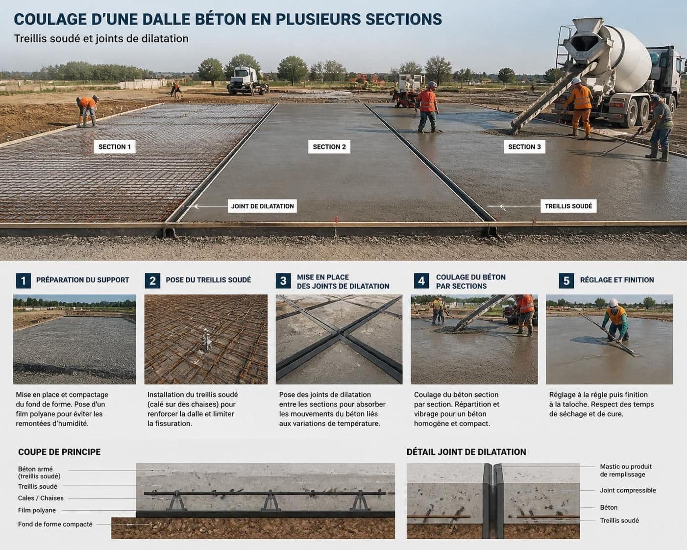 découvrez s'il est possible de couler une dalle en plusieurs fois, les précautions à prendre et les étapes à suivre pour garantir sa solidité et sa durabilité.