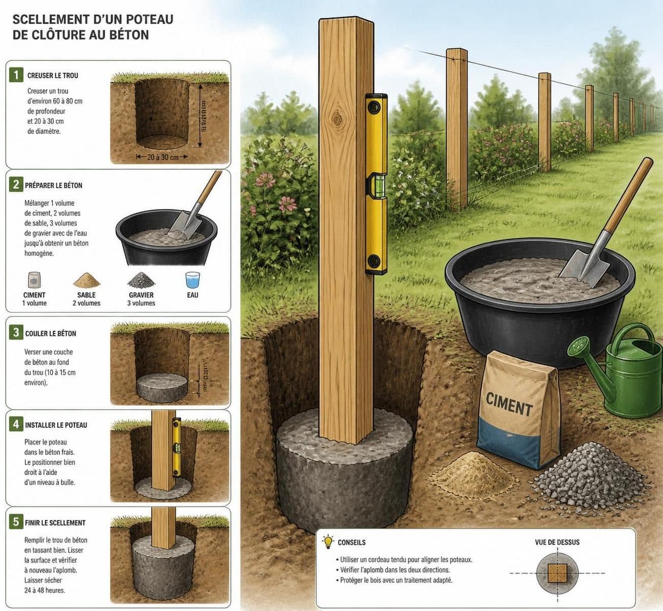 découvrez comment bien sceller vos poteaux de clôture en choisissant entre béton, mortier ou platine pour garantir solidité et durabilité à votre installation.