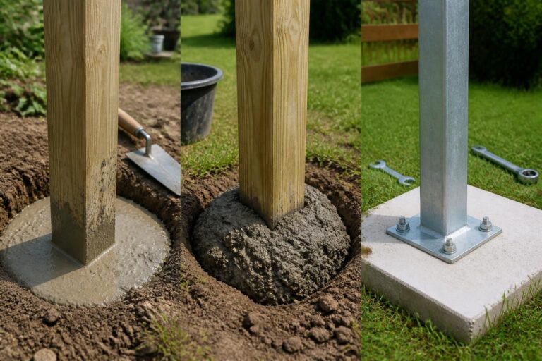 Sceller des poteaux de clôture : béton, mortier ou platine ?