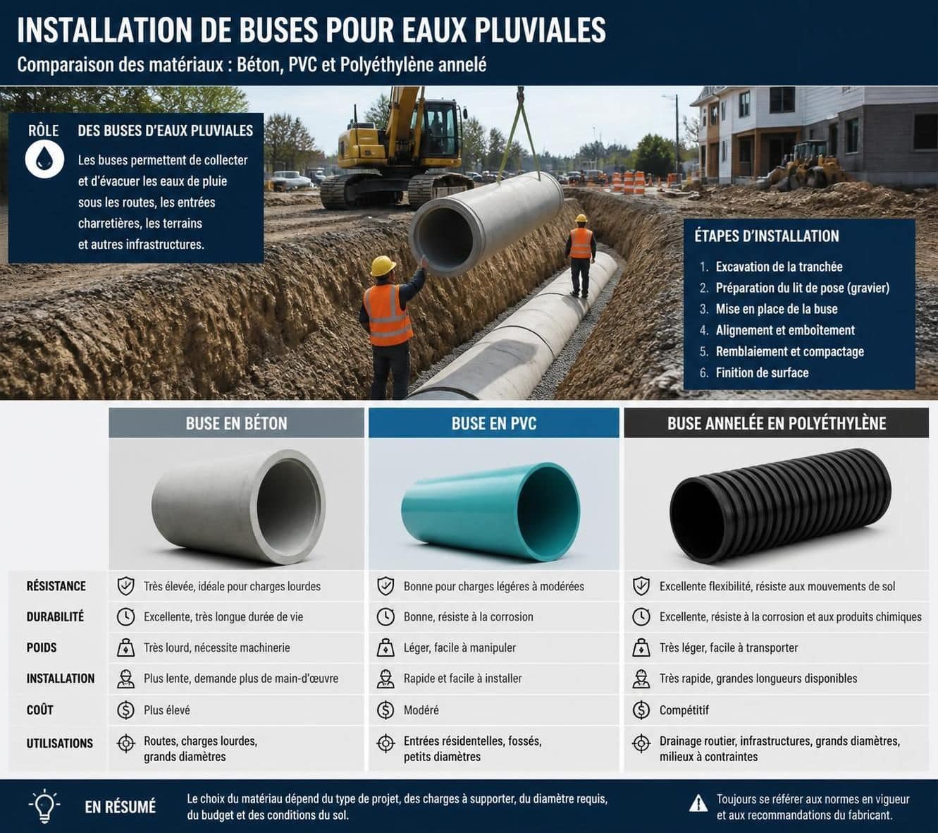 découvrez comment choisir la buse idéale pour eaux pluviales : pvc, béton ou buse annelée, guide complet pour faire le meilleur choix selon vos besoins.