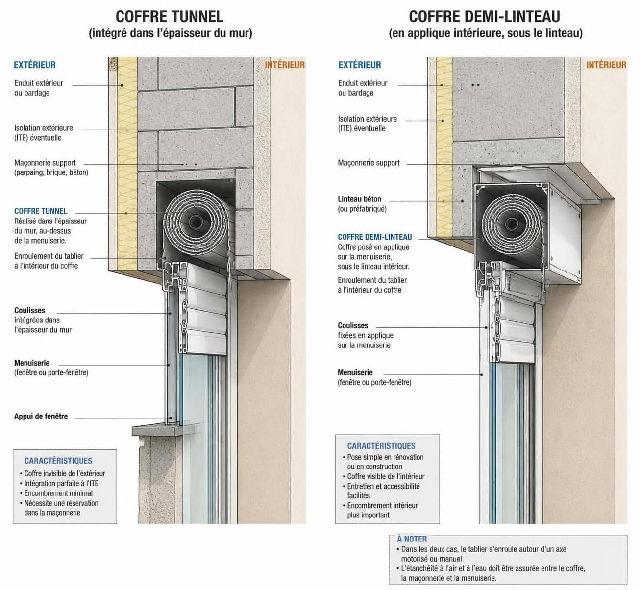 découvrez les différences entre coffre tunnel et demi-linteau pour vos volets roulants et choisissez la solution la mieux adaptée à vos besoins en isolation et esthétique.