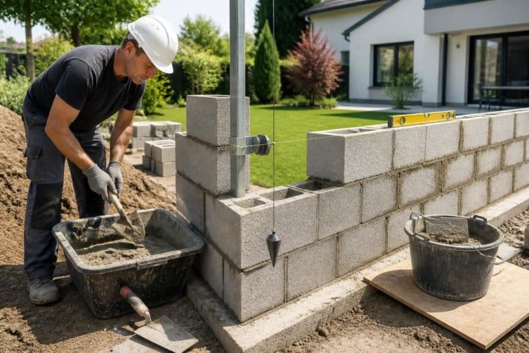 Monter un muret de clôture en parpaing : étapes complètes